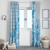 Blue Palaka Hawaiian And Japanese Window Curtain Maneki Neko And Sakura Bloom