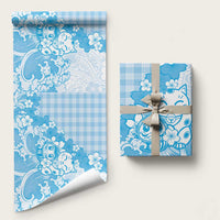 Blue Palaka Hawaiian And Japanese Wrapping Paper Maneki Neko And Sakura Bloom DT05 58" × 23" Blue - Polynesian Pride