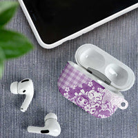Purple Palaka Hawaiian And Japanese AirPods Case Maneki Neko And Sakura Bloom