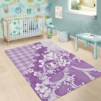 Purple Palaka Hawaiian And Japanese Area Rug Maneki Neko And Sakura Bloom DT05 - Polynesian Pride