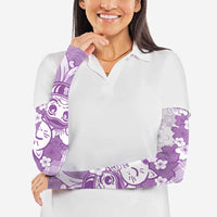 Purple Palaka Hawaiian And Japanese Arm Sleeves Maneki Neko And Sakura Bloom DT05 - Polynesian Pride