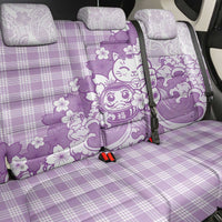 Purple Palaka Hawaiian And Japanese Back Car Seat Cover Maneki Neko And Sakura Bloom DT05 - Polynesian Pride