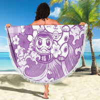 Purple Palaka Hawaiian And Japanese Beach Blanket Maneki Neko And Sakura Bloom DT05 - Polynesian Pride