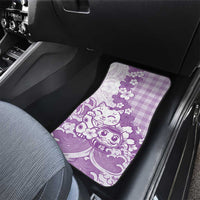 Purple Palaka Hawaiian And Japanese Car Mats Maneki Neko And Sakura Bloom DT05 - Polynesian Pride