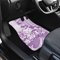 Purple Palaka Hawaiian And Japanese Car Mats Maneki Neko And Sakura Bloom DT05 - Polynesian Pride