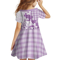 Purple Palaka Hawaiian And Japanese Family Matching Long Sleeve Bodycon Dress and Hawaiian Shirt Maneki Neko And Sakura Bloom