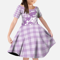 Purple Palaka Hawaiian And Japanese Family Matching Puletasi and Hawaiian Shirt Maneki Neko And Sakura Bloom