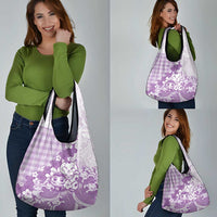 Purple Palaka Hawaiian And Japanese Grocery Bag Maneki Neko And Sakura Bloom DT05 - Polynesian Pride