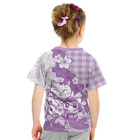Purple Palaka Hawaiian And Japanese Kid T Shirt Maneki Neko And Sakura Bloom