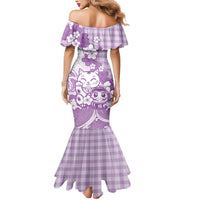 Purple Palaka Hawaiian And Japanese Mermaid Dress Maneki Neko And Sakura Bloom DT05 - Polynesian Pride