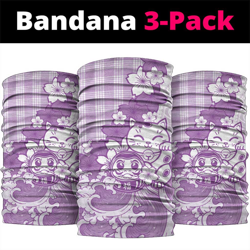 Purple Palaka Hawaiian And Japanese Neck Gaiter Maneki Neko And Sakura Bloom DT05 package One Size: 25*50cm Purple - Polynesian Pride