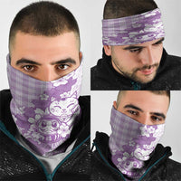 Purple Palaka Hawaiian And Japanese Neck Gaiter Maneki Neko And Sakura Bloom DT05 - Polynesian Pride