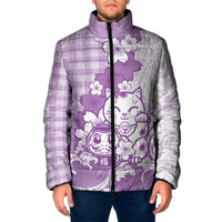 Purple Palaka Hawaiian And Japanese Padded Jacket Maneki Neko And Sakura Bloom DT05 Men Purple - Polynesian Pride
