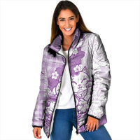 Purple Palaka Hawaiian And Japanese Padded Jacket Maneki Neko And Sakura Bloom DT05 Women Purple - Polynesian Pride