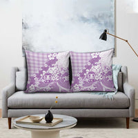 Purple Palaka Hawaiian And Japanese Pillow Cover Maneki Neko And Sakura Bloom DT05 - Polynesian Pride