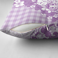 Purple Palaka Hawaiian And Japanese Pillow Cover Maneki Neko And Sakura Bloom DT05 - Polynesian Pride