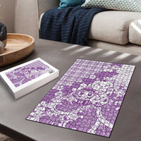 Purple Palaka Hawaiian And Japanese Puzzle Maneki Neko And Sakura Bloom DT05 - Polynesian Pride