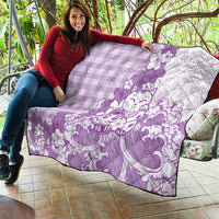 Purple Palaka Hawaiian And Japanese Quilt Maneki Neko And Sakura Bloom DT05 - Polynesian Pride