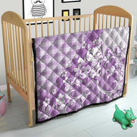 Purple Palaka Hawaiian And Japanese Quilt Maneki Neko And Sakura Bloom DT05 - Polynesian Pride