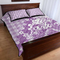 Purple Palaka Hawaiian And Japanese Quilt Bed Set Maneki Neko And Sakura Bloom DT05 - Polynesian Pride