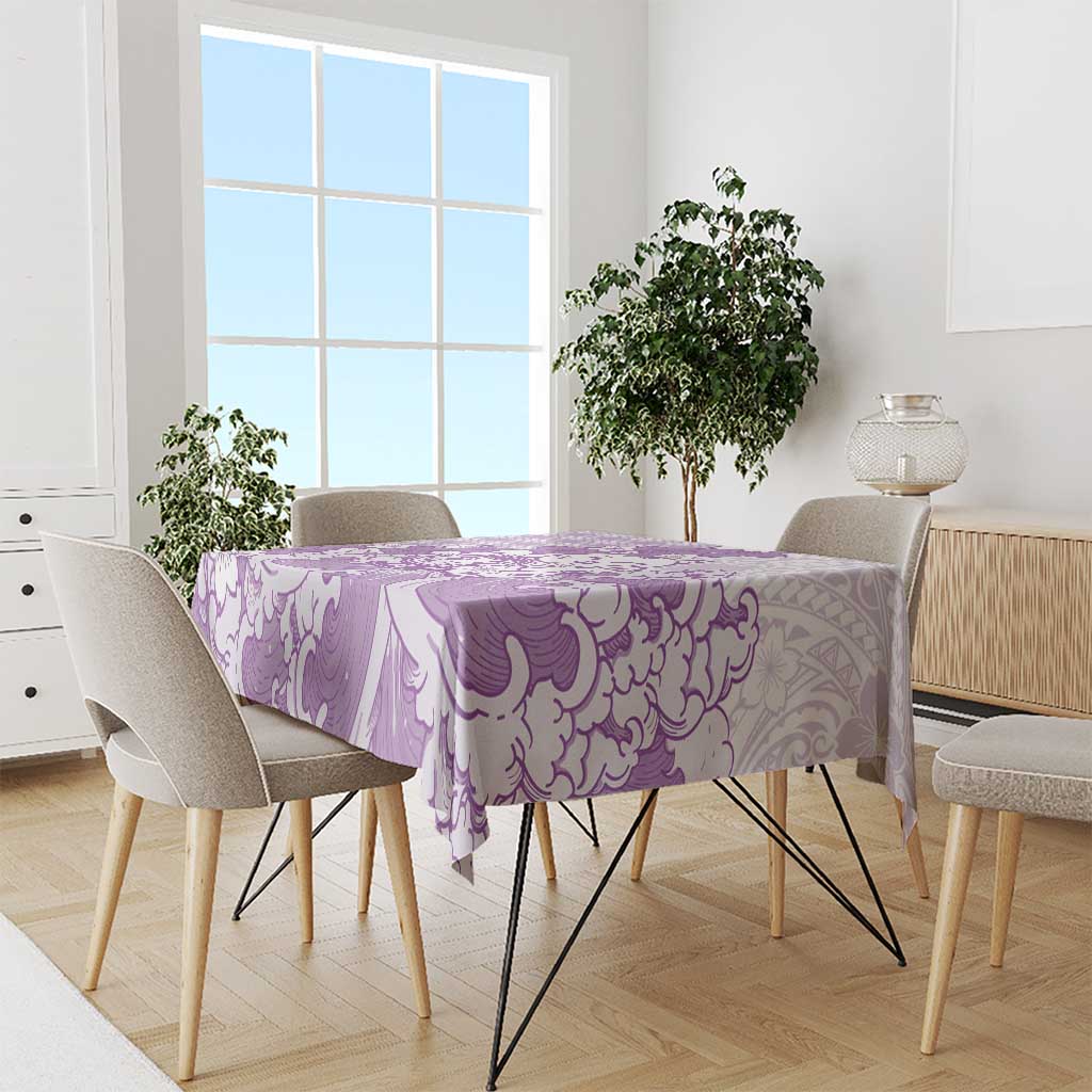 Purple Palaka Hawaiian And Japanese Tablecloth Maneki Neko And Sakura Bloom DT05 - Polynesian Pride