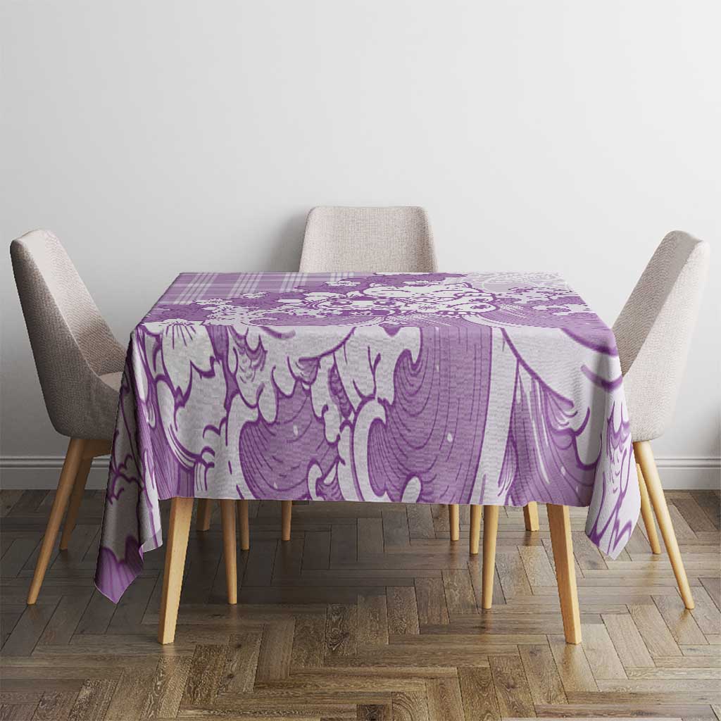 Purple Palaka Hawaiian And Japanese Tablecloth Maneki Neko And Sakura Bloom DT05 - Polynesian Pride