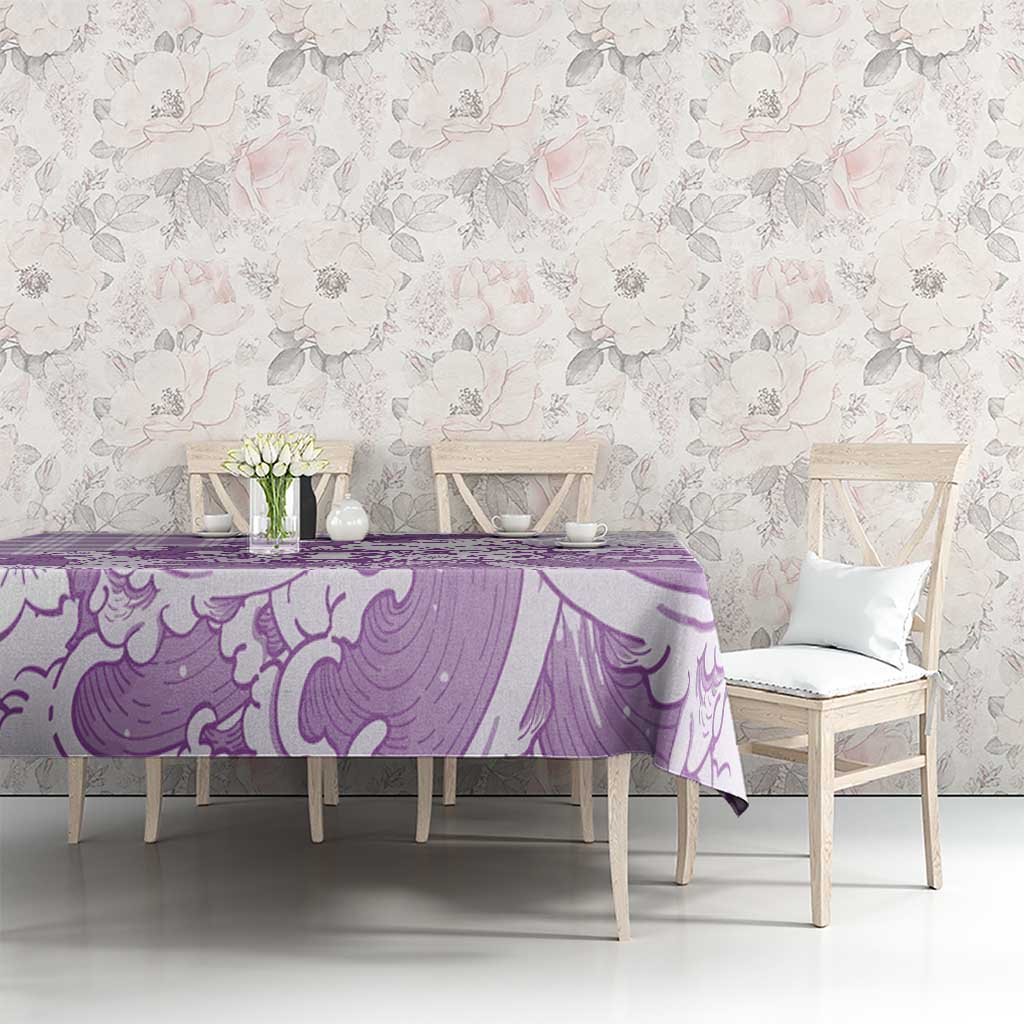 Purple Palaka Hawaiian And Japanese Tablecloth Maneki Neko And Sakura Bloom DT05 - Polynesian Pride