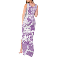 Purple Palaka Hawaiian And Japanese Tank Maxi Dress Maneki Neko And Sakura Bloom DT05 - Polynesian Pride