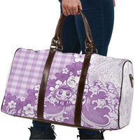 Purple Palaka Hawaiian And Japanese Travel Bag Maneki Neko And Sakura Bloom DT05 - Polynesian Pride