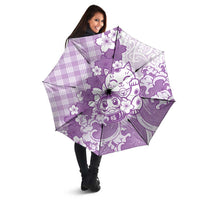Purple Palaka Hawaiian And Japanese Umbrella Maneki Neko And Sakura Bloom DT05 - Polynesian Pride