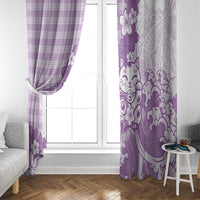 Purple Palaka Hawaiian And Japanese Window Curtain Maneki Neko And Sakura Bloom DT05 - Polynesian Pride