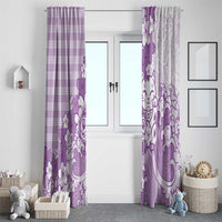 Purple Palaka Hawaiian And Japanese Window Curtain Maneki Neko And Sakura Bloom DT05 - Polynesian Pride