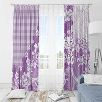 Purple Palaka Hawaiian And Japanese Window Curtain Maneki Neko And Sakura Bloom DT05 - Polynesian Pride