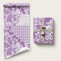 Purple Palaka Hawaiian And Japanese Wrapping Paper Maneki Neko And Sakura Bloom DT05 58" × 23" Purple - Polynesian Pride