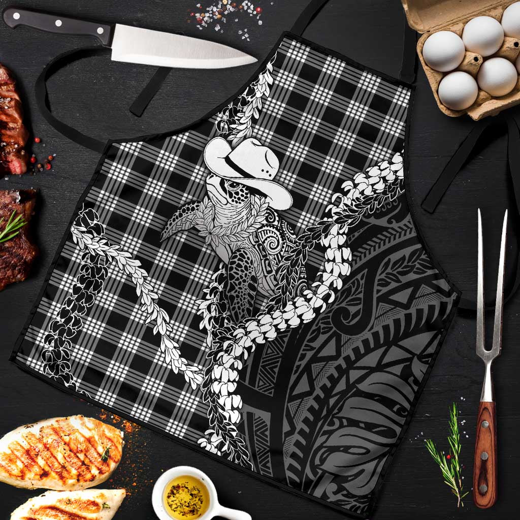 Black Hawaii Palaka Cowboy Turtle Apron Hawaiian Paniolo Puakenikeni Maile Lei DT05 Black - Polynesian Pride