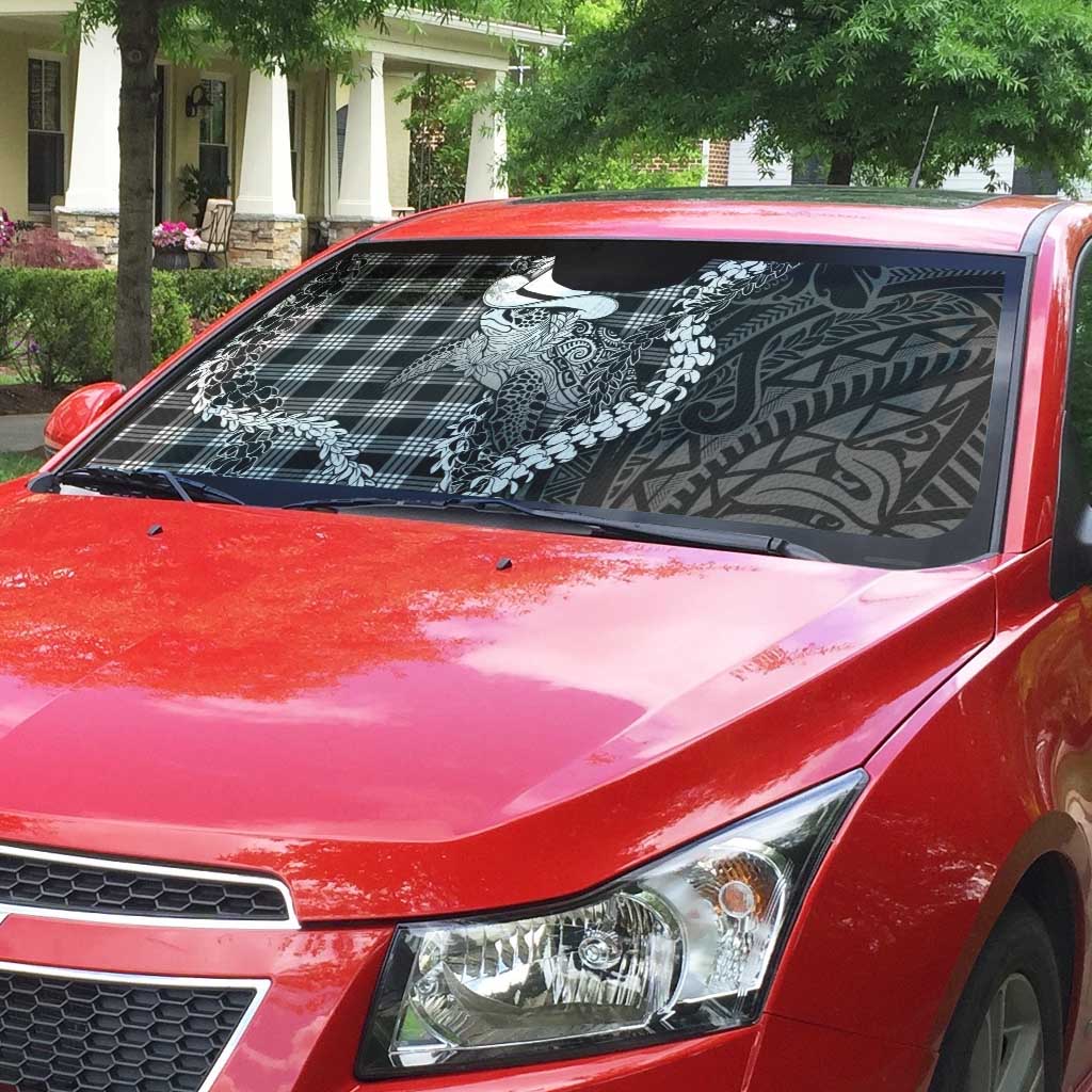Black Hawaii Palaka Cowboy Turtle Auto Sun Shade Hawaiian Paniolo Puakenikeni Maile Lei DT05 - Polynesian Pride