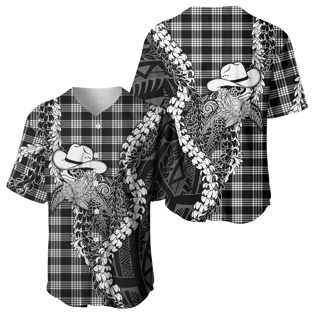 Black Hawaii Palaka Cowboy Turtle Baseball Jersey Hawaiian Paniolo Puakenikeni Maile Lei