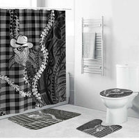 Black Hawaii Palaka Cowboy Turtle Bathroom Set Hawaiian Paniolo Puakenikeni Maile Lei DT05 Bathroom Set (4 pcs) Black - Polynesian Pride