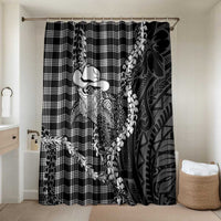 Black Hawaii Palaka Cowboy Turtle Bathroom Set Hawaiian Paniolo Puakenikeni Maile Lei DT05 Shower Curtain Only Black - Polynesian Pride