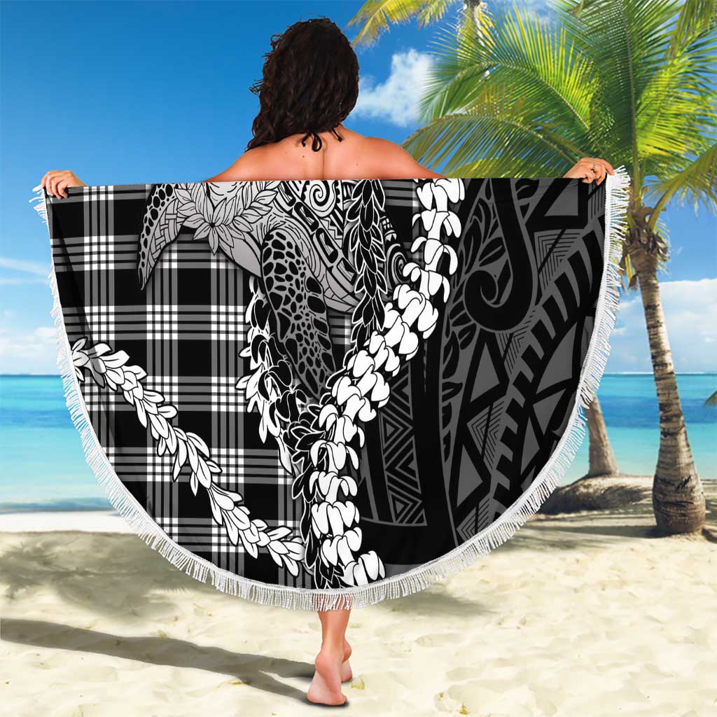 Black Hawaii Palaka Cowboy Turtle Beach Blanket Hawaiian Paniolo Puakenikeni Maile Lei DT05 - Polynesian Pride
