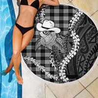 Black Hawaii Palaka Cowboy Turtle Beach Blanket Hawaiian Paniolo Puakenikeni Maile Lei DT05 - Polynesian Pride