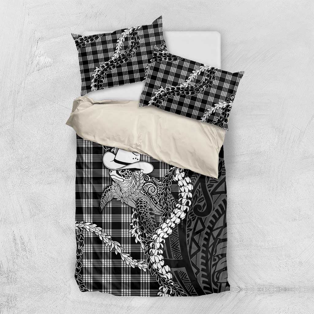 Black Hawaii Palaka Cowboy Turtle Bedding Set Hawaiian Paniolo Puakenikeni Maile Lei DT05 US Twin 172cm x 218cm Black - Polynesian Pride