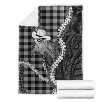 Black Hawaii Palaka Cowboy Turtle Blanket Hawaiian Paniolo Puakenikeni Maile Lei DT05 - Polynesian Pride