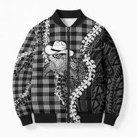 Black Hawaii Palaka Cowboy Turtle Bomber Puffer Jacket Hawaiian Paniolo Puakenikeni Maile Lei