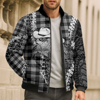 Black Hawaii Palaka Cowboy Turtle Bomber Puffer Jacket Hawaiian Paniolo Puakenikeni Maile Lei
