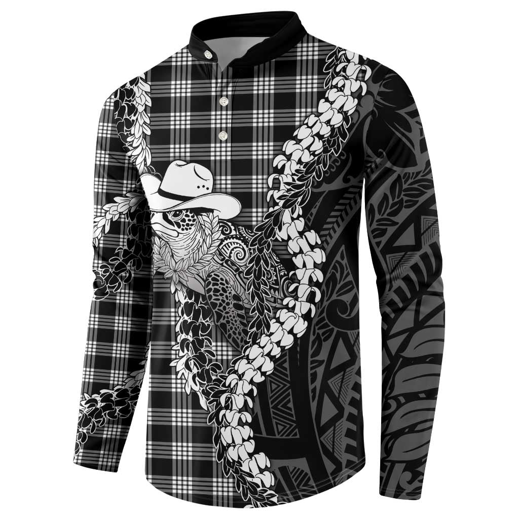 Black Hawaii Palaka Cowboy Turtle Button Sweatshirt Hawaiian Paniolo Puakenikeni Maile Lei
