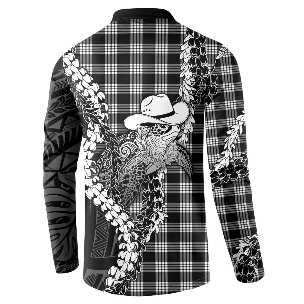 Black Hawaii Palaka Cowboy Turtle Button Sweatshirt Hawaiian Paniolo Puakenikeni Maile Lei