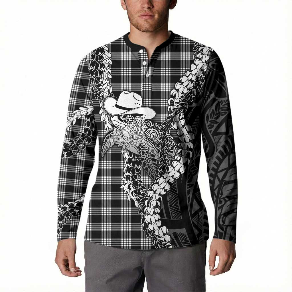 Black Hawaii Palaka Cowboy Turtle Button Sweatshirt Hawaiian Paniolo Puakenikeni Maile Lei