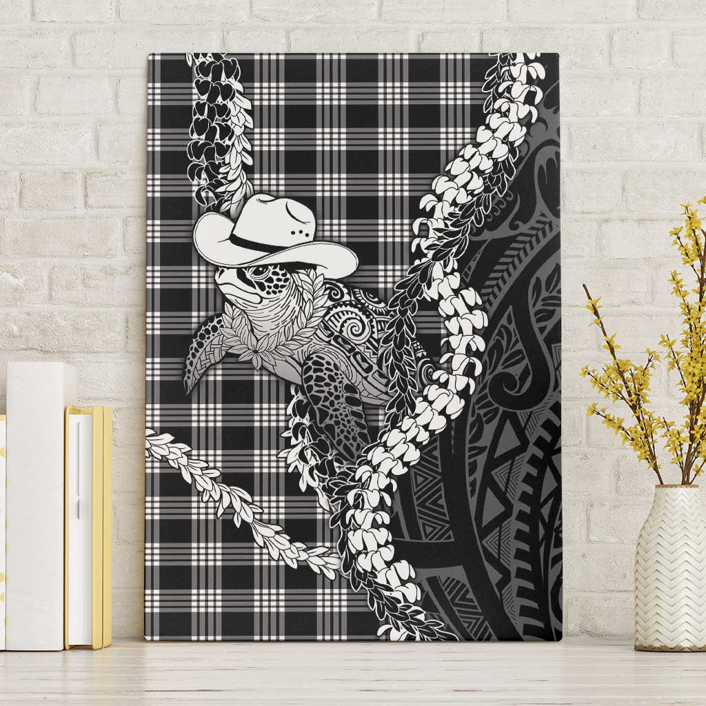 Black Hawaii Palaka Cowboy Turtle Canvas Wall Art Hawaiian Paniolo Puakenikeni Maile Lei