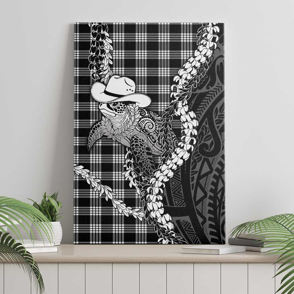 Black Hawaii Palaka Cowboy Turtle Canvas Wall Art Hawaiian Paniolo Puakenikeni Maile Lei